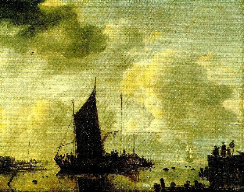 Jan van de Cappelle hamnstycke med speglande vatten Germany oil painting art